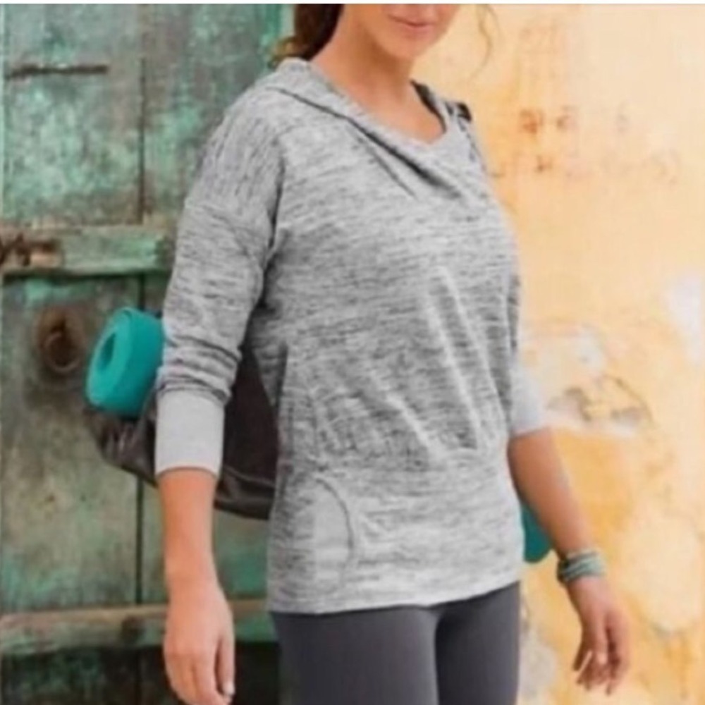Athleta Batwing & Robin Gray Space Dye Crossover Hooded Sweatshirt Yoga Sz Small